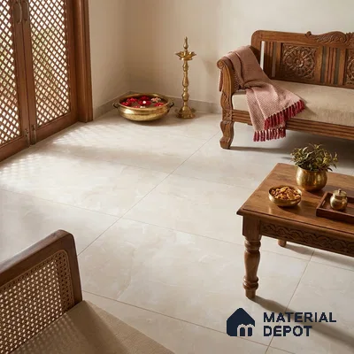 Marble Onyx Wall & Floor Tile TL 07691 B Antique Ivory 4 ft x 2 ft Matte Finish Vitrified Tile - 9 mm | Suitable For Living Room, Bedroom, Kitchen