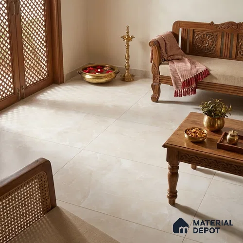 Marble Onyx Wall & Floor Tile TL 07691 B Antique Ivory 4 ft x 2 ft Matte Finish Vitrified Tile - 9 mm | Suitable For Living Room, Bedroom, Kitchen