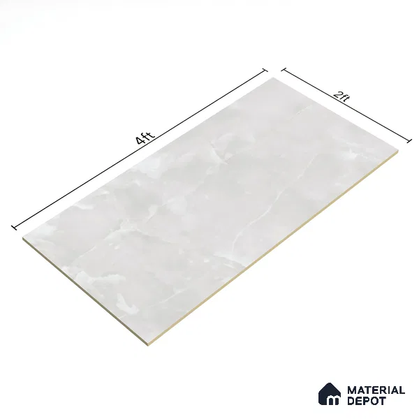 Marble Onyx Wall & Floor Tile TL 07691 Cool White 4 ft x 2 ft Matte Finish Vitrified Tile - 9 mm | Suitable For Living Room, Bedroom, Kitchen
