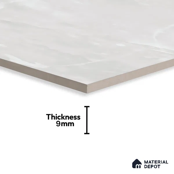 Marble Onyx Wall & Floor Tile TL 07691 Cool White 4 ft x 2 ft Matte Finish Vitrified Tile - 9 mm | Suitable For Living Room, Bedroom, Kitchen