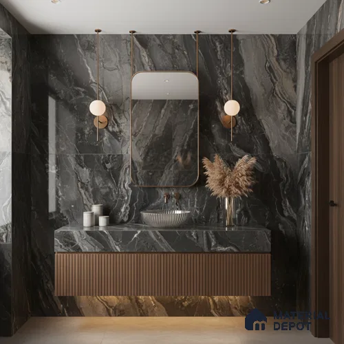 Marble Floor & Wall Tile TL 07692 Frappuchino Natural 4 ft x 2 ft High Gloss Finish Vitrified Tile - 9 mm | Suitable for Living Room, Bedroom & Bathroom