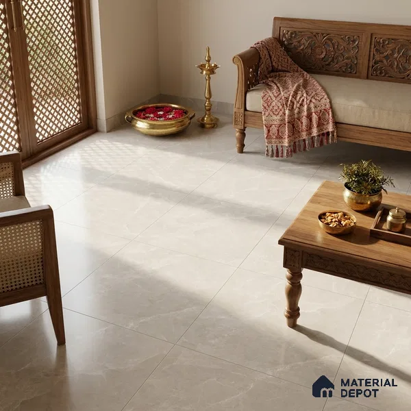 Marble Tundra Grey Wall & Floor Tile TL 07693 Dove Grey 4 ft x 2 ft Matte Finish Vitrified Tile - 9 mm | Suitable For Living Room, Bedroom, Kitchen