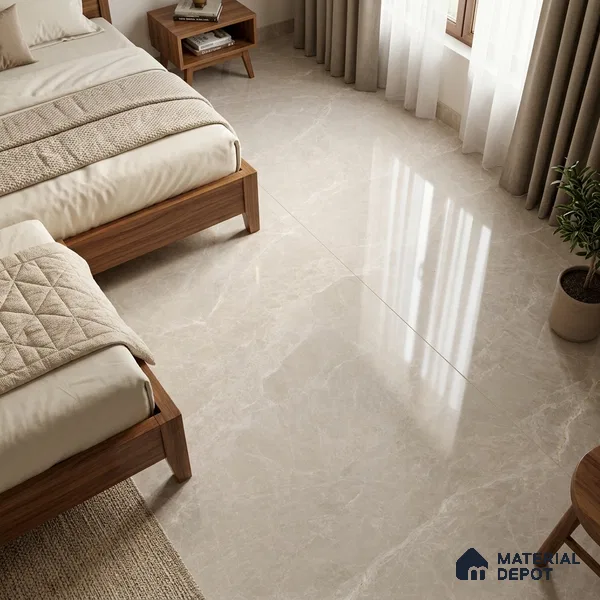 Marble Wall & Floor Tile TL 07693 D Grey 6 ft x 4 ft Glossy Finish Vitrified Tile - 15 mm | Suitable For Living Room, Bedroom, Bathroom | Adhesive and Spacers Must be Used During Installation