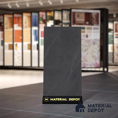 Marble Nero Marquina Wall & Floor Tile TL 07694 Charcoal Grey 4 ft x 2 ft Matte Finish Vitrified Tile - 9 mm | Suitable For Living Room, Bedroom, Kitchen