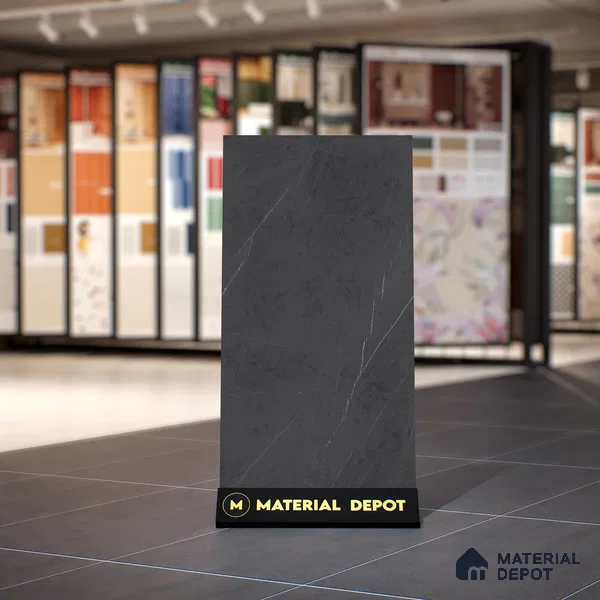 Marble Nero Marquina Wall & Floor Tile TL 07694 Charcoal Grey 4 ft x 2 ft Matte Finish Vitrified Tile - 9 mm | Suitable For Living Room, Bedroom, Kitchen