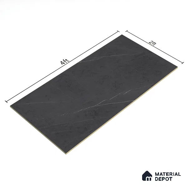 Marble Nero Marquina Wall & Floor Tile TL 07694 Charcoal Grey 4 ft x 2 ft Matte Finish Vitrified Tile - 9 mm | Suitable For Living Room, Bedroom, Kitchen