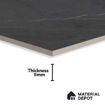 Marble Nero Marquina Wall & Floor Tile TL 07694 Charcoal Grey 4 ft x 2 ft Matte Finish Vitrified Tile - 9 mm | Suitable For Living Room, Bedroom, Kitchen
