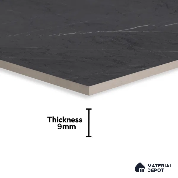 Marble Nero Marquina Wall & Floor Tile TL 07694 Charcoal Grey 4 ft x 2 ft Matte Finish Vitrified Tile - 9 mm | Suitable For Living Room, Bedroom, Kitchen