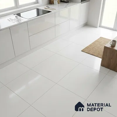 Plain Look Floor, Wall Tile TL 07697 Plain White Matte 2 ft x 2 ft Vitrified Matte Finish - 9 mm | Suitable for Living Room, Bedroom & Bathroom