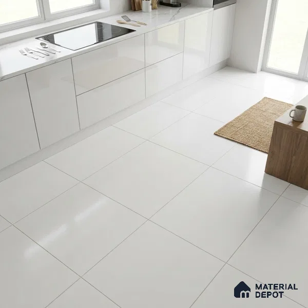 Plain Look Floor, Wall Tile TL 07697 Plain White Matte 2 ft x 2 ft Vitrified Matte Finish - 9 mm | Suitable for Living Room, Bedroom & Bathroom