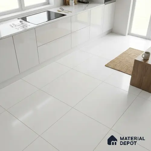 Plain Look Floor, Wall Tile TL 07697 Plain White Matte 2 ft x 2 ft Vitrified Matte Finish - 9 mm | Suitable for Living Room, Bedroom & Bathroom