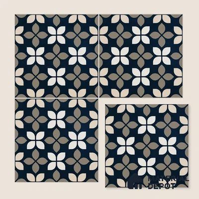 Moroccan Wall & Floor Tile TL 07698 Monochrome Blue 1 ft x 1 ft Porcelain Matte Finish - 9 mm | Suitable for Bathroom, Kitchen, Balcony | Please Expect a Slight Variation of Pattern