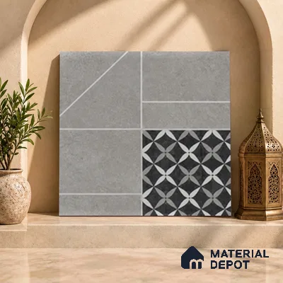 Moroccan Look Wall & Floor Tile TL 07748 B 401 HL 2 ft x 2 ft Vitrified Carving Matte Finish Tile - 9 mm | Random Design | Suitable For Courtyard, Balcony, Corridor | Please Expect a Slight Variation of Pattern