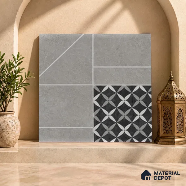 Moroccan Look Wall & Floor Tile TL 07748 B 401 HL 2 ft x 2 ft Vitrified Carving Matte Finish Tile - 9 mm | Random Design | Suitable For Courtyard, Balcony, Corridor | Please Expect a Slight Variation of Pattern