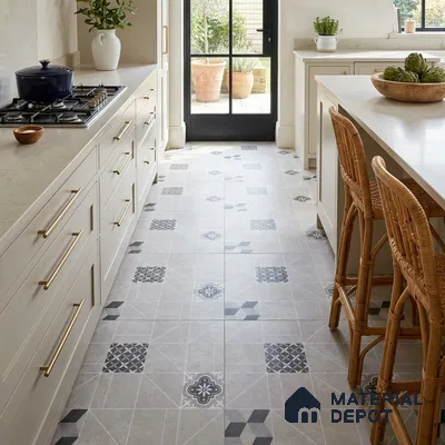 Moroccan Look Wall & Floor Tile TL 07748 B 401 HL 2 ft x 2 ft Vitrified Carving Matte Finish Tile - 9 mm | Random Design | Suitable For Courtyard, Balcony, Corridor | Please Expect a Slight Variation of Pattern