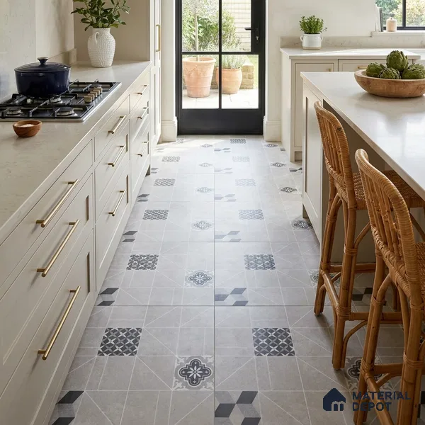 Moroccan Look Wall & Floor Tile TL 07748 B 401 HL 2 ft x 2 ft Vitrified Carving Matte Finish Tile - 9 mm | Random Design | Suitable For Courtyard, Balcony, Corridor | Please Expect a Slight Variation of Pattern