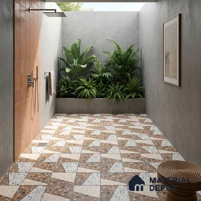 Terrazzo Parking Floor Tile TL 07764 177 1.31 ft x 1.31 ft Vitrified Matte Finish Tile - 11 mm | Suitable for Outdoor Parking, Bathroom, Balcony | Pattern Alignment May Vary | 2-3 mm Spacer is Mandatory
