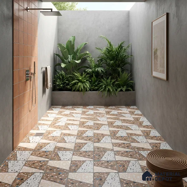 Terrazzo Parking Floor Tile TL 07764 177 1.31 ft x 1.31 ft Vitrified Matte Finish Tile - 11 mm | Suitable for Outdoor Parking, Bathroom, Balcony | Pattern Alignment May Vary | 2-3 mm Spacer is Mandatory