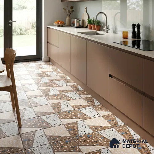 Terrazzo Parking Floor Tile TL 07764 177 1.31 ft x 1.31 ft Vitrified Matte Finish Tile - 11 mm | Suitable for Outdoor Parking, Bathroom, Balcony | Pattern Alignment May Vary | 2-3 mm Spacer is Mandatory