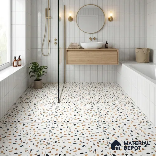 Terrazzo Floor Tile TL 07792 B 2303 1.64 ft x 1.64 ft Vitrified Matte Finish Tile - 12 mm |  Random 4 | Suitable for Outdoor Parking, Terrace, Balcony | Pattern Alignment May Vary | 2-3 mm Spacer is Mandatory