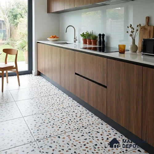 Terrazzo Floor Tile TL 07792 B 2303 1.64 ft x 1.64 ft Vitrified Matte Finish Tile - 12 mm |  Random 4 | Suitable for Outdoor Parking, Terrace, Balcony | Pattern Alignment May Vary | 2-3 mm Spacer is Mandatory