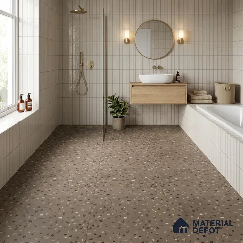 Terrazzo Floor Tile TL 07792 2301 1.64 ft x 1.64 ft Vitrified Matte Finish Tile - 12 mm |  Random 4 | Suitable for Outdoor Parking, Terrace, Balcony | Pattern Alignment May Vary | 2-3 mm Spacer is Mandatory