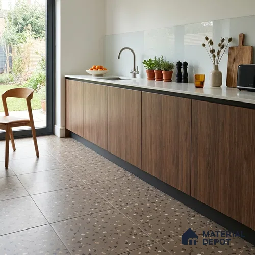 Terrazzo Floor Tile TL 07792 2301 1.64 ft x 1.64 ft Vitrified Matte Finish Tile - 12 mm |  Random 4 | Suitable for Outdoor Parking, Terrace, Balcony | Pattern Alignment May Vary | 2-3 mm Spacer is Mandatory