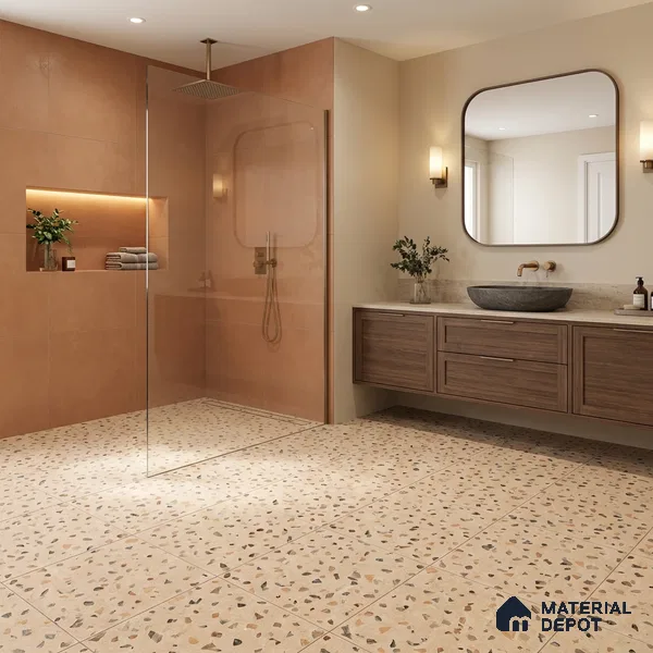 Terrazzo Floor Tile TL 07792 C 2305 1.64 ft x 1.64 ft Vitrified Matte Finish Tile - 12 mm | Random 4 | Suitable for Outdoor Parking, Terrace, Balcony | Pattern Alignment May Vary | 2-3 mm Spacer is Mandatory