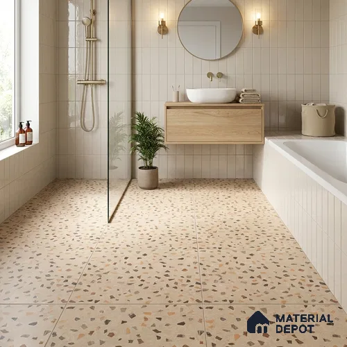 Terrazzo Floor Tile TL 07792 C 2305 1.64 ft x 1.64 ft Vitrified Matte Finish Tile - 12 mm |  Random 4 | Suitable for Outdoor Parking, Terrace, Balcony | Pattern Alignment May Vary | 2-3 mm Spacer is Mandatory