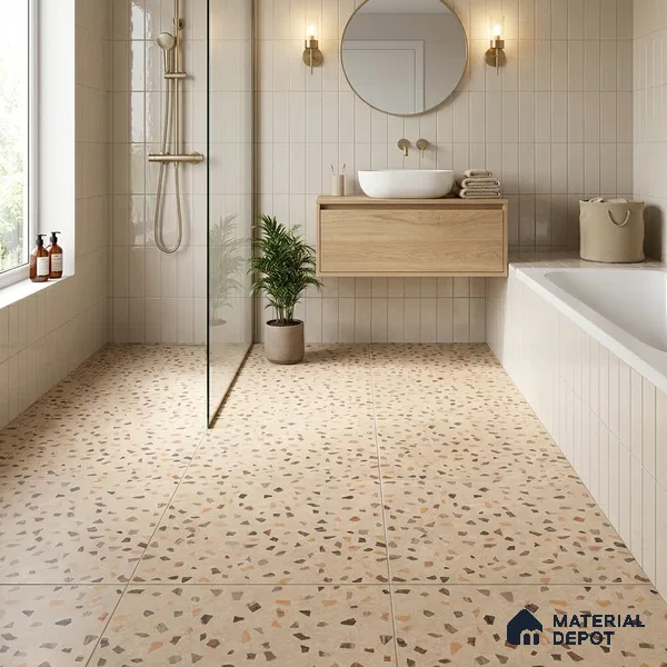 Terrazzo Floor Tile TL 07792 C 2305 1.64 ft x 1.64 ft Vitrified Matte Finish Tile - 12 mm |  Random 4 | Suitable for Outdoor Parking, Terrace, Balcony | Pattern Alignment May Vary | 2-3 mm Spacer is Mandatory