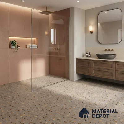 Terrazzo Floor Tile TL 07792 D 2306 1.64 ft x 1.64 ft Vitrified Matte Finish Tile - 12 mm |  Random 4 | Suitable for Outdoor Parking, Terrace, Balcony | Pattern Alignment May Vary | 2-3 mm Spacer is Mandatory