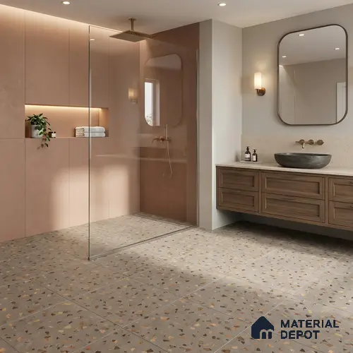 Terrazzo Floor Tile TL 07792 D 2306 1.64 ft x 1.64 ft Vitrified Matte Finish Tile - 12 mm |  Random 4 | Suitable for Outdoor Parking, Terrace, Balcony | Pattern Alignment May Vary | 2-3 mm Spacer is Mandatory