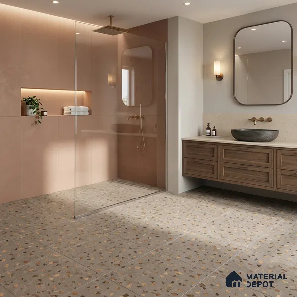Terrazzo Floor Tile TL 07792 D 2306 1.64 ft x 1.64 ft Vitrified Matte Finish Tile - 12 mm | Random 4 | Suitable for Outdoor Parking, Terrace, Balcony | Pattern Alignment May Vary | 2-3 mm Spacer is Mandatory