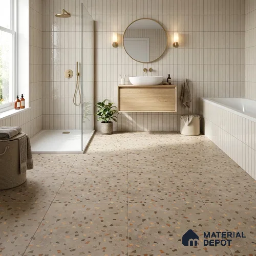 Terrazzo Floor Tile TL 07792 D 2306 1.64 ft x 1.64 ft Vitrified Matte Finish Tile - 12 mm |  Random 4 | Suitable for Outdoor Parking, Terrace, Balcony | Pattern Alignment May Vary | 2-3 mm Spacer is Mandatory