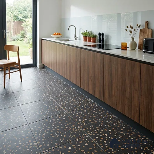 Terrazzo Floor Tile TL 07792 E 2308 1.64 ft x 1.64 ft Vitrified Matte Finish Tile - 12 mm | Random 4 | Suitable for Outdoor Parking, Terrace, Balcony | Pattern Alignment May Vary | 2-3 mm Spacer is Mandatory