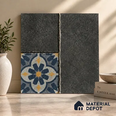 Moroccan Look Floor Tile TL 07794 B Madox Graphite 2 ft x 2 ft Vitrified Matte Finish Tile - 12 mm |  Random 2 | Suitable for Courtyard, Parking, Balcony | Please Expect a Slight Variation of Pattern