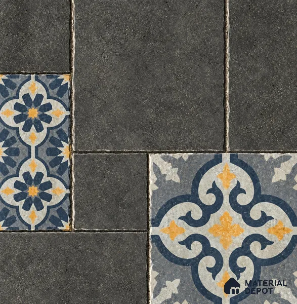 Moroccan Look Floor Tile TL 07794 B Madox Graphite 2 ft x 2 ft Vitrified Matte Finish Tile - 12 mm |  Random 2 | Suitable for Courtyard, Parking, Balcony | Please Expect a Slight Variation of Pattern