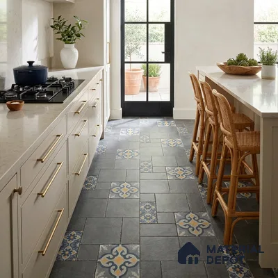 Moroccan Look Floor Tile TL 07794 B Madox Graphite 2 ft x 2 ft Vitrified Matte Finish Tile - 12 mm |  Random 2 | Suitable for Courtyard, Parking, Balcony | Please Expect a Slight Variation of Pattern