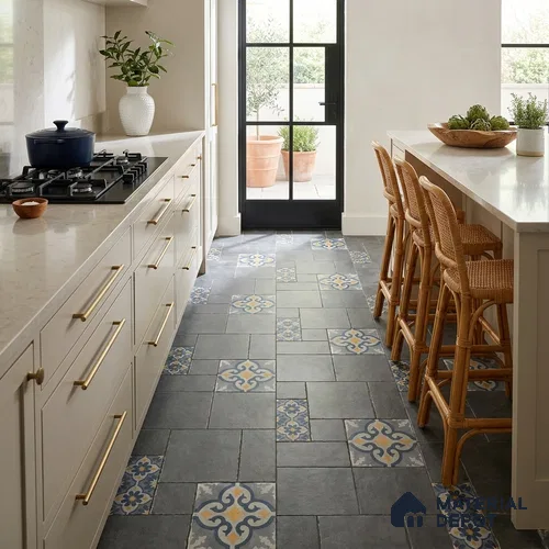 Moroccan Look Floor Tile TL 07794 B Madox Graphite 2 ft x 2 ft Vitrified Matte Finish Tile - 12 mm | Random 2 | Suitable for Courtyard, Parking, Balcony | Please Expect a Slight Variation of Pattern