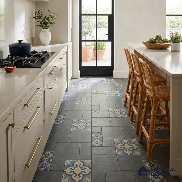 Moroccan Look Floor Tile TL 07794 B Madox Graphite 2 ft x 2 ft Vitrified Matte Finish Tile - 12 mm |  Random 2 | Suitable for Courtyard, Parking, Balcony | Please Expect a Slight Variation of Pattern