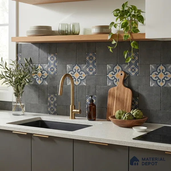 Moroccan Look Floor Tile TL 07794 B Madox Graphite 2 ft x 2 ft Vitrified Matte Finish Tile - 12 mm |  Random 2 | Suitable for Courtyard, Parking, Balcony | Please Expect a Slight Variation of Pattern