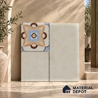 Moroccan Look Floor Tile TL 07794 Madox Crema 2 ft x 2 ft Vitrified Matte Finish Tile - 12 mm |  Random 2 | Suitable for Parking, Courtyard, Balcony | Please Expect a Slight Variation of Pattern