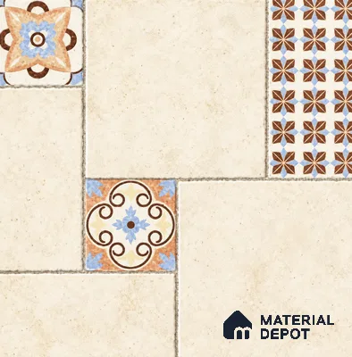 Moroccan Look Floor Tile TL 07794 Madox Crema 2 ft x 2 ft Vitrified Matte Finish Tile - 12 mm |  Random 2 | Suitable for Parking, Courtyard, Balcony | Please Expect a Slight Variation of Pattern