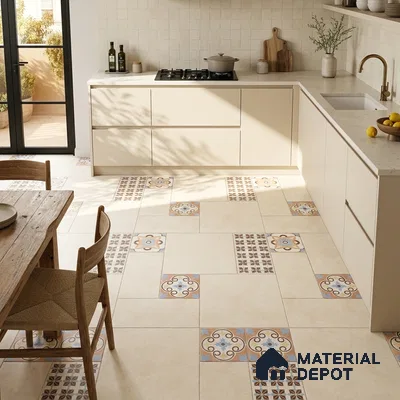 Moroccan Look Floor Tile TL 07794 Madox Crema 2 ft x 2 ft Vitrified Matte Finish Tile - 12 mm |  Random 2 | Suitable for Parking, Courtyard, Balcony | Please Expect a Slight Variation of Pattern