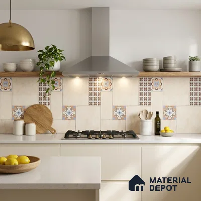 Moroccan Look Floor Tile TL 07794 Madox Crema 2 ft x 2 ft Vitrified Matte Finish Tile - 12 mm |  Random 2 | Suitable for Parking, Courtyard, Balcony | Please Expect a Slight Variation of Pattern