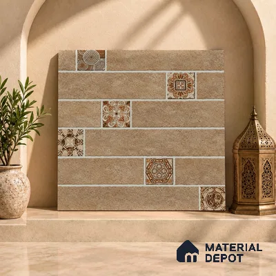 Moroccan Look Floor Tile TL 07795 Omega Gardenia 2 ft x 2 ft Vitrified Matte Finish Tile - 12 mm |  Random 2 | Suitable for Parking, Courtyard, Balcony | Please Expect a Slight Variation of Pattern