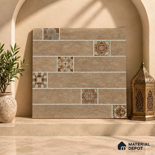 Moroccan Look Floor Tile TL 07795 Omega Gardenia 2 ft x 2 ft Vitrified Matte Finish Tile - 12 mm |  Random 2 | Suitable for Parking, Courtyard, Balcony | Please Expect a Slight Variation of Pattern
