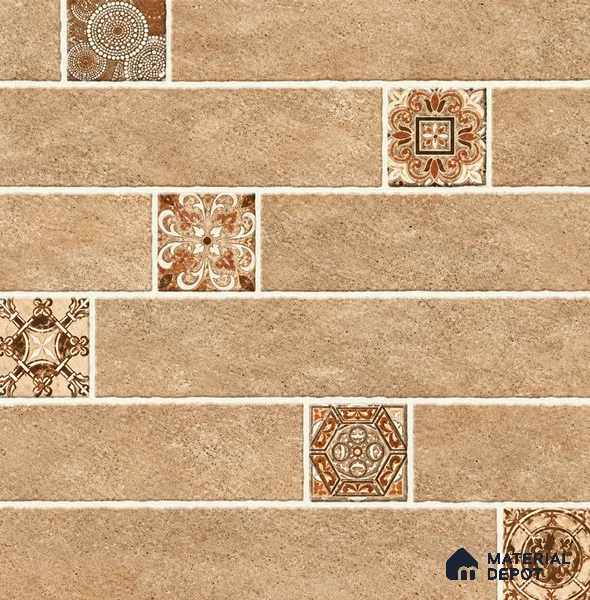 Moroccan Look Floor Tile TL 07795 Omega Gardenia 2 ft x 2 ft Vitrified Matte Finish Tile - 12 mm |  Random 2 | Suitable for Parking, Courtyard, Balcony | Please Expect a Slight Variation of Pattern
