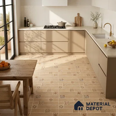 Moroccan Look Floor Tile TL 07795 Omega Gardenia 2 ft x 2 ft Vitrified Matte Finish Tile - 12 mm |  Random 2 | Suitable for Parking, Courtyard, Balcony | Please Expect a Slight Variation of Pattern