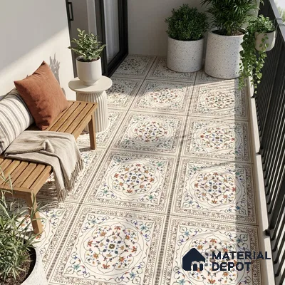 Moroccan Look Floor Tile TL 07798 Decora 08 2 ft x 2 ft Vitrified Matte Finish Tile - 12 mm |  Random 2 | Suitable for Corridor, Courtyard, Balcony | Please Expect a Slight Variation of Pattern